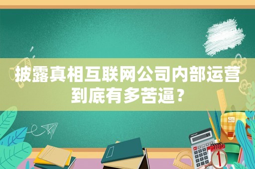 披露真相互聯網公司內部運營到底有多苦逼？