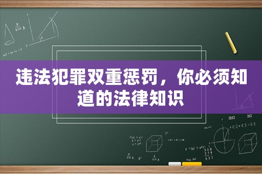 違法犯罪雙重懲罰，你必須知道的法律知識