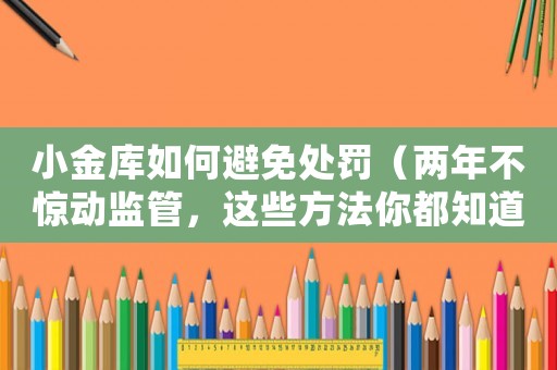 小金庫如何避免處罰（兩年不驚動監管，這些方法你都知道嗎？）