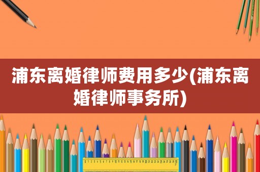 浦東離婚律師費(fèi)用多少(浦東離婚律師事務(wù)所)