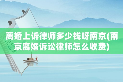 離婚上訴律師多少錢呀南京(南京離婚訴訟律師怎么收費)
