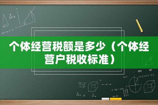 個體經營稅額是多少（個體經營戶稅收標準）