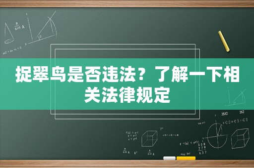 捉翠鳥是否違法？了解一下相關法律規定