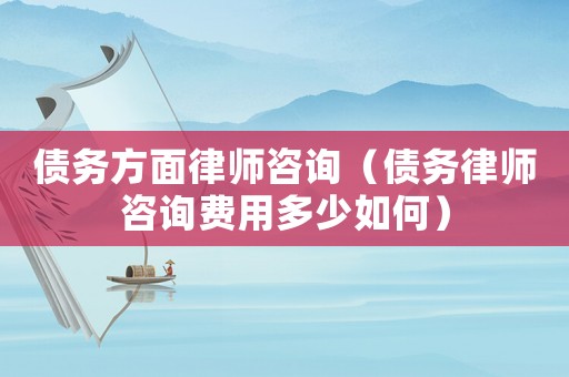 債務方面律師咨詢（債務律師咨詢費用多少如何）
