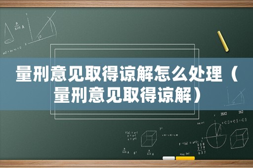 量刑意見取得諒解怎么處理（量刑意見取得諒解）