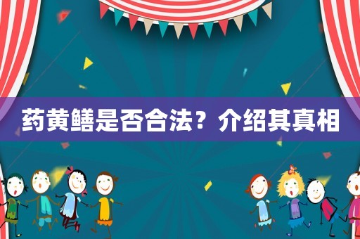 藥黃鱔是否合法？介紹其真相