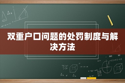 雙重戶口問題的處罰制度與解決方法