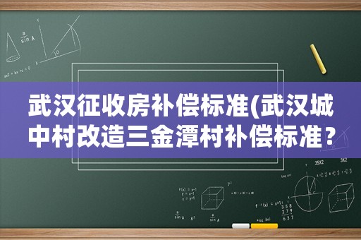武漢征收房補償標準(武漢城中村改造三金潭村補償標準？)