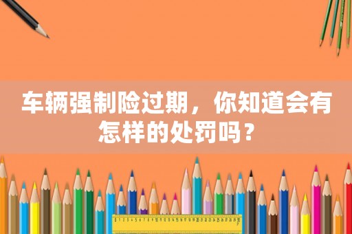 車輛強制險過期，你知道會有怎樣的處罰嗎？