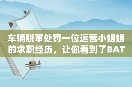 車輛脫審處罰一位運營小姐姐的求職經歷，讓你看到了BAT等一線互聯網公司的真相