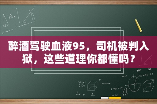醉酒駕駛血液95，司機(jī)被判入獄，這些道理你都懂嗎？