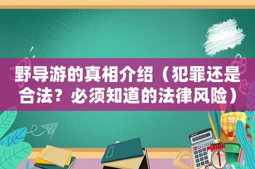 野導游的真相介紹（犯罪還是合法？必須知道的法律風險）