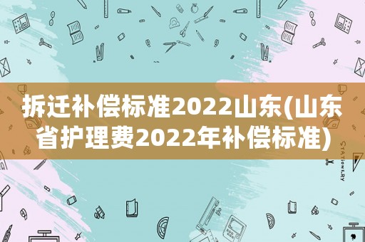 拆遷補償標準2022山東(山東省護理費2022年補償標準)