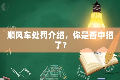 順風車處罰介紹，你是否中招了？