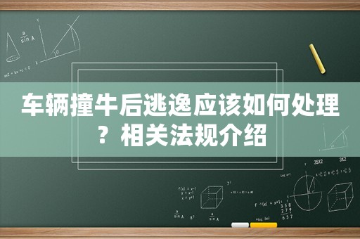 車輛撞牛后逃逸應該如何處理？相關法規介紹
