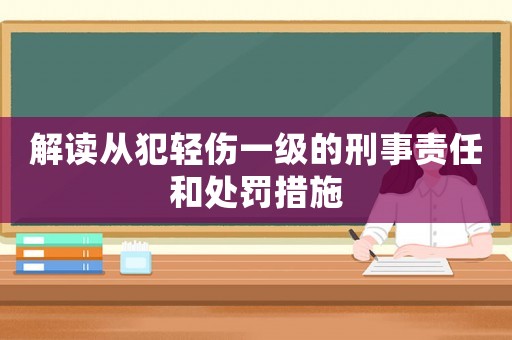 解讀從犯輕傷一級的刑事責任和處罰措施