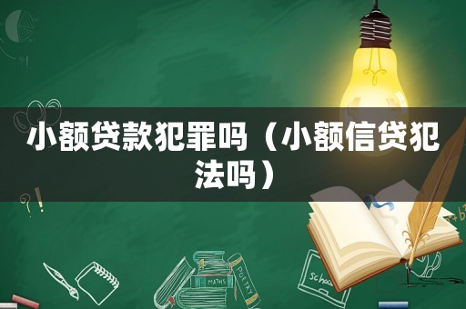 小額貸款犯罪嗎（小額信貸犯法嗎）