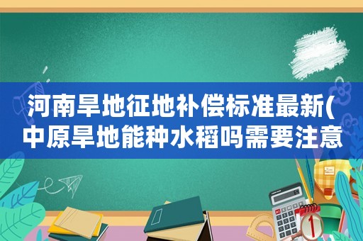 河南旱地征地補償標準最新(中原旱地能種水稻嗎需要注意什么)