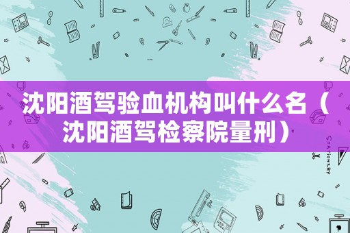 沈陽酒駕驗血機構叫什么名（沈陽酒駕檢察院量刑）