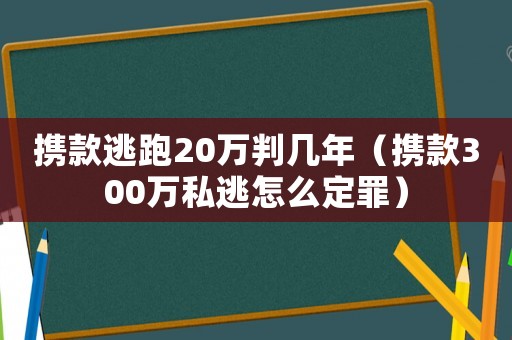 攜款逃跑20萬判幾年（攜款300萬私逃怎么定罪）