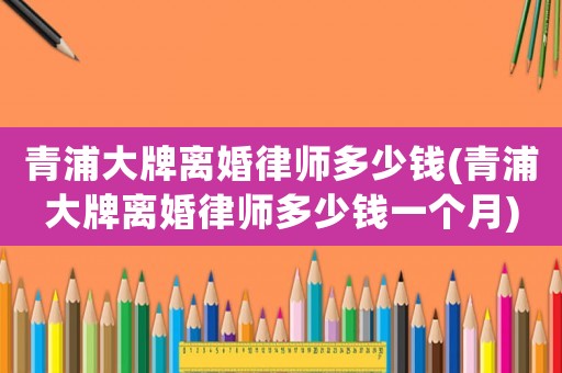 青浦大牌離婚律師多少錢(青浦大牌離婚律師多少錢一個月)