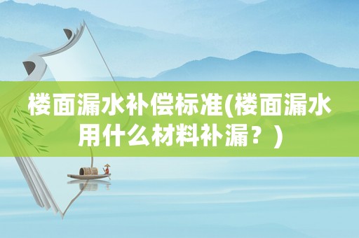 樓面漏水補償標準(樓面漏水用什么材料補漏？)
