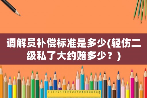 調(diào)解員補(bǔ)償標(biāo)準(zhǔn)是多少(輕傷二級(jí)私了大約賠多少？)