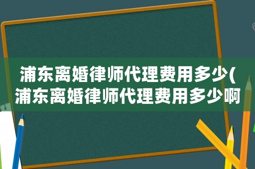 浦東離婚律師代理費用多少(浦東離婚律師代理費用多少啊)