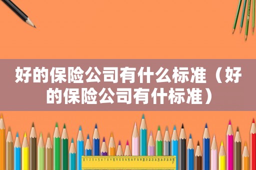 好的保險(xiǎn)公司有什么標(biāo)準(zhǔn)（好的保險(xiǎn)公司有什標(biāo)準(zhǔn)）