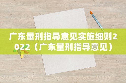 廣東量刑指導意見實施細則2022（廣東量刑指導意見）