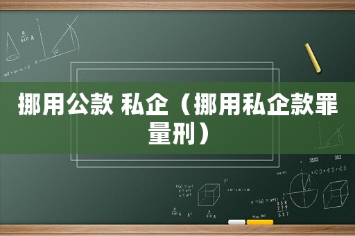 挪用公款 私企（挪用私企款罪量刑）