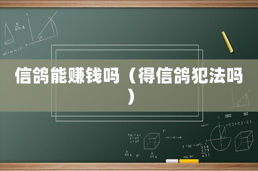 信鴿能賺錢嗎（得信鴿犯法嗎）