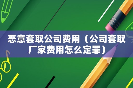 惡意套取公司費用（公司套取廠家費用怎么定罪）