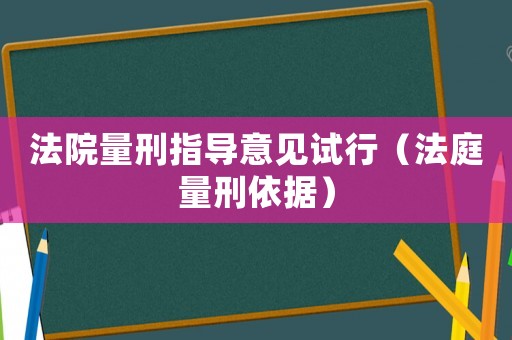法院量刑指導意見試行（法庭量刑依據）