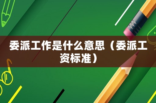 委派工作是什么意思（委派工資標準）