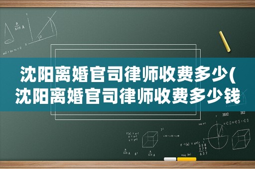 沈陽離婚官司律師收費多少(沈陽離婚官司律師收費多少錢)