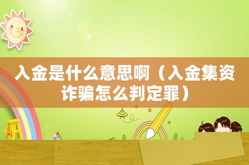 入金是什么意思?。ㄈ虢鸺Y詐騙怎么判定罪）