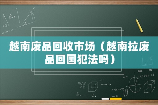 越南廢品回收市場（越南拉廢品回國犯法嗎）