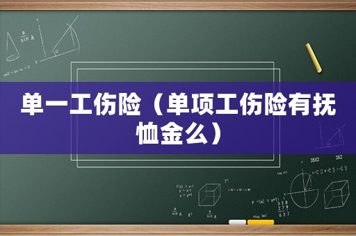 單一工傷險（單項工傷險有撫恤金么）