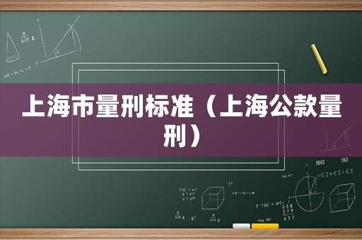 上海市量刑標準（上海公款量刑）