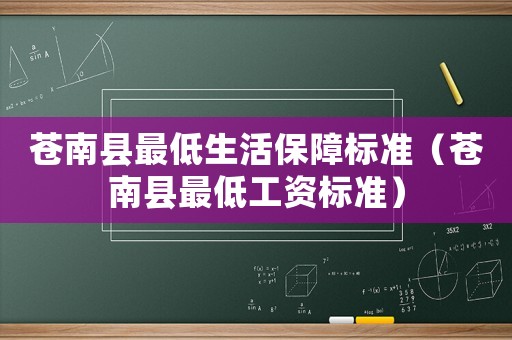 蒼南縣最低生活保障標準（蒼南縣最低工資標準）