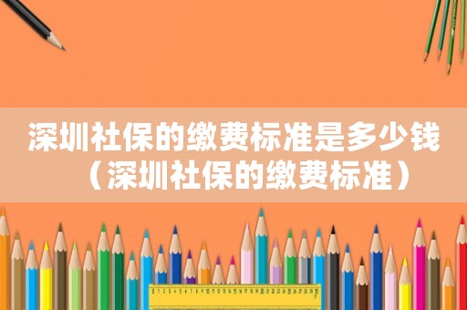 深圳社保的繳費標準是多少錢（深圳社保的繳費標準）