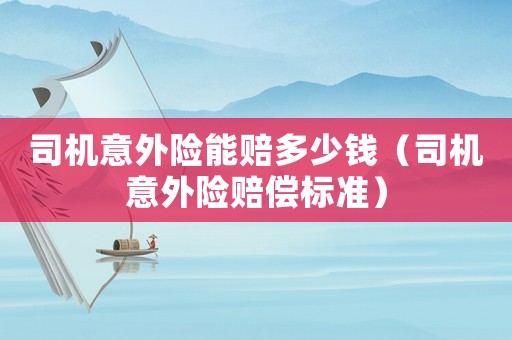 司機(jī)意外險能賠多少錢（司機(jī)意外險賠償標(biāo)準(zhǔn)）