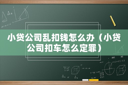 小貸公司亂扣錢怎么辦（小貸公司扣車怎么定罪）