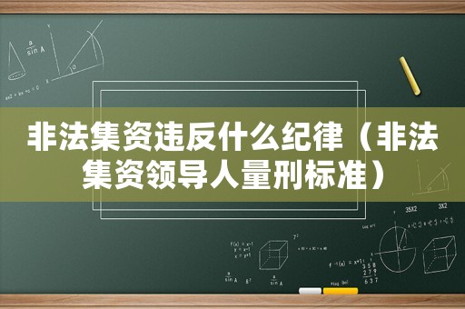 非法集資違反什么紀律（非法集資領導人量刑標準）
