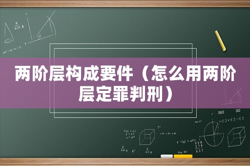 兩階層構成要件（怎么用兩階層定罪判刑）