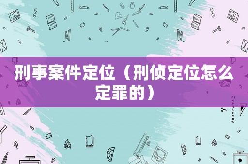 刑事案件定位（刑偵定位怎么定罪的）