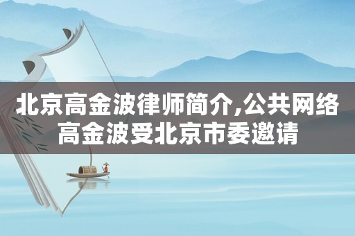 北京高金波律師簡介,公共網絡高金波受北京市委邀請