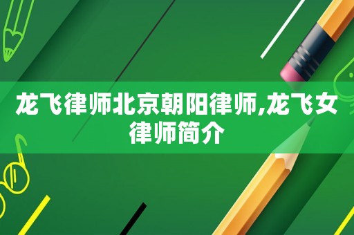 龍飛律師北京朝陽律師,龍飛女律師簡介