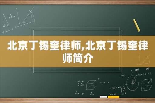 北京丁錫奎律師,北京丁錫奎律師簡(jiǎn)介